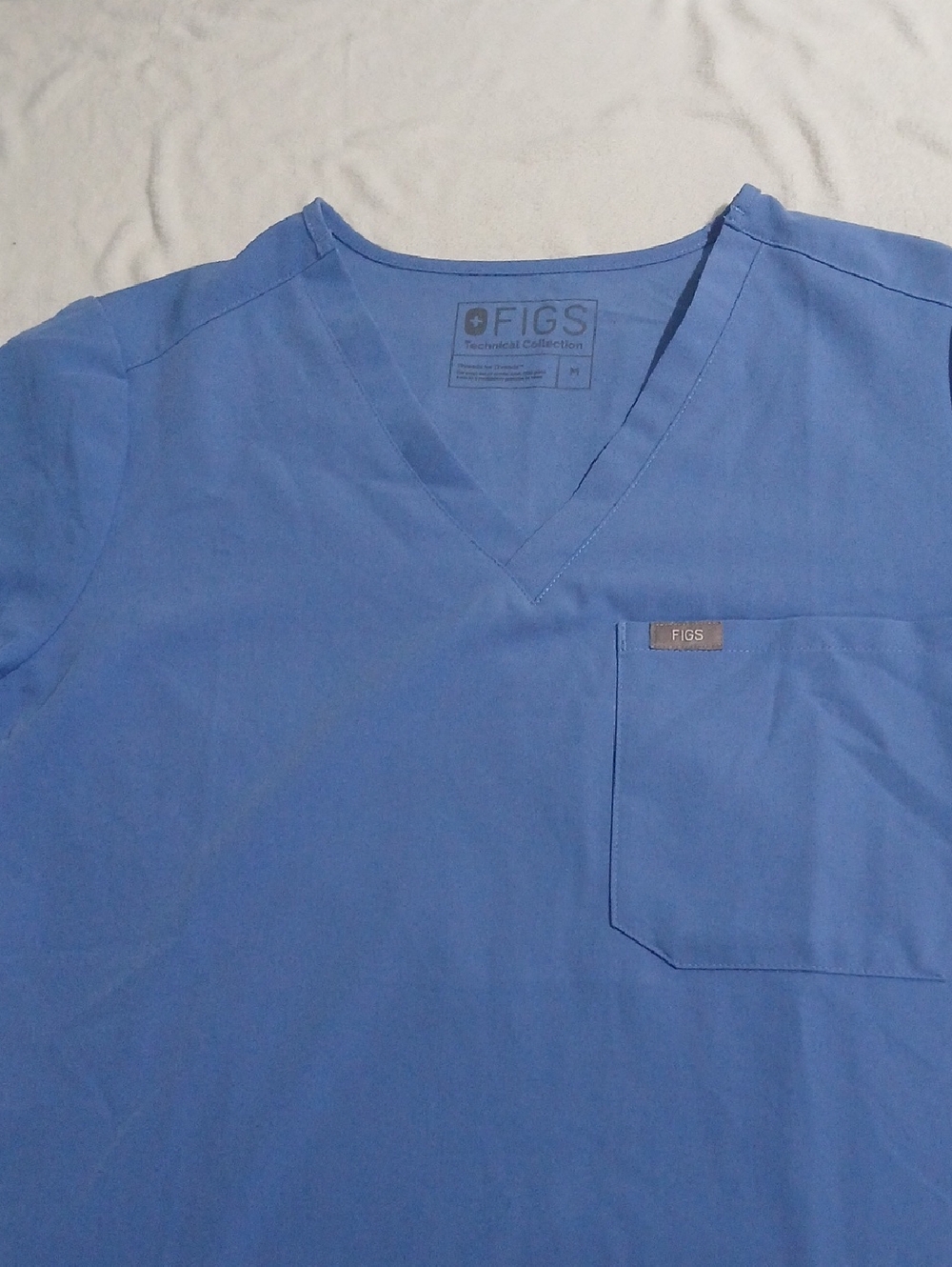 Figs Light Blue V-Neck Medical Scrub Top